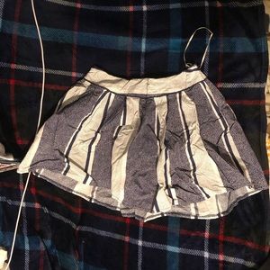 Amish blue and white layered short skirt with small polka dots and stripes